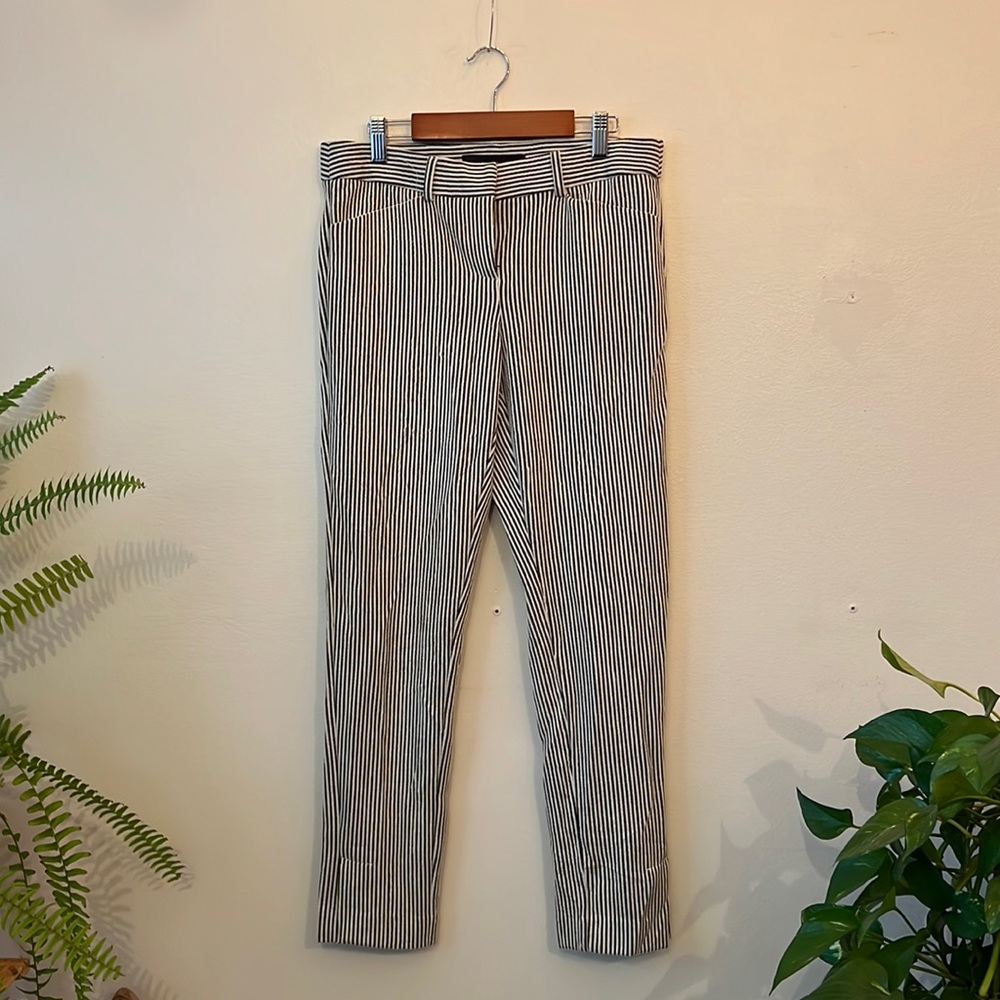 Black & White Striped Ankle Pants